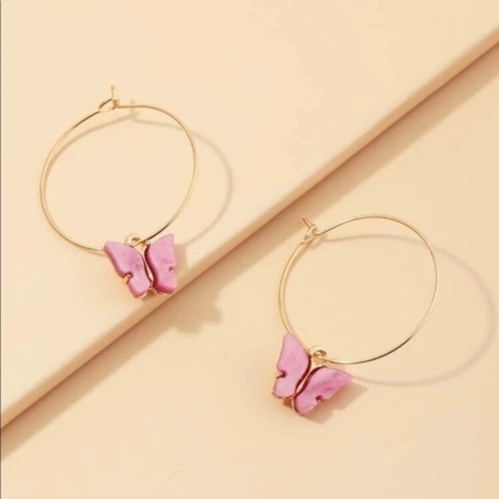 3/$30 💗 Acrylic Butterfly Hoop Earrings